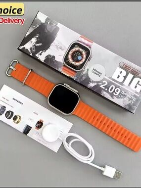 T900 Ultra Smartwatch in Bright Orange with Large Display